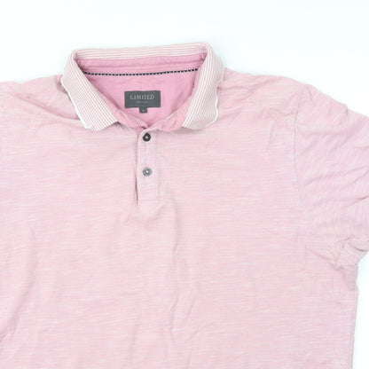 M&S Mens Purple  Cotton  Polo Size L Collared Button