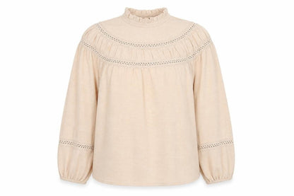Front view of Dorothy Perkins women’s beige mock neck animal print viscose jumper, size UK 12