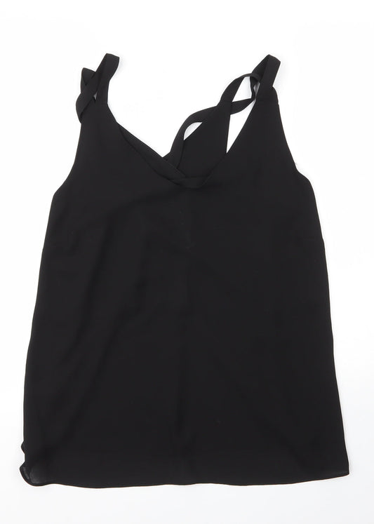 Papaya Womens Black  Polyester Basic Blouse Size 16 Scoop Neck