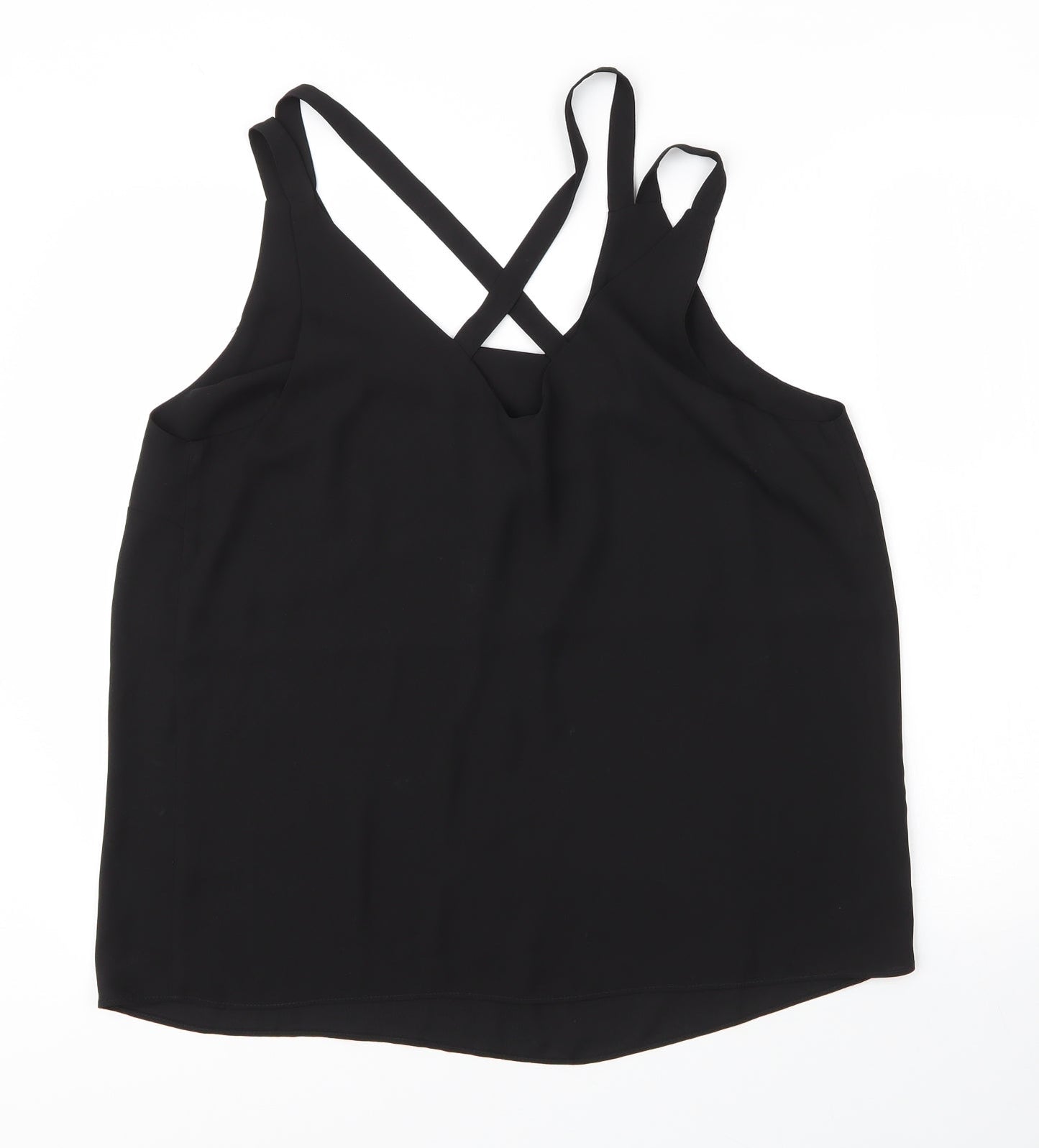 Papaya Womens Black  Polyester Basic Blouse Size 16 Scoop Neck