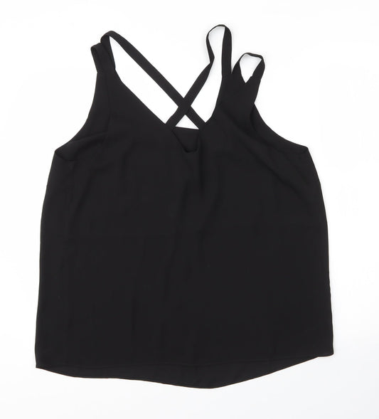 Papaya Womens Black  Polyester Basic Blouse Size 16 Scoop Neck