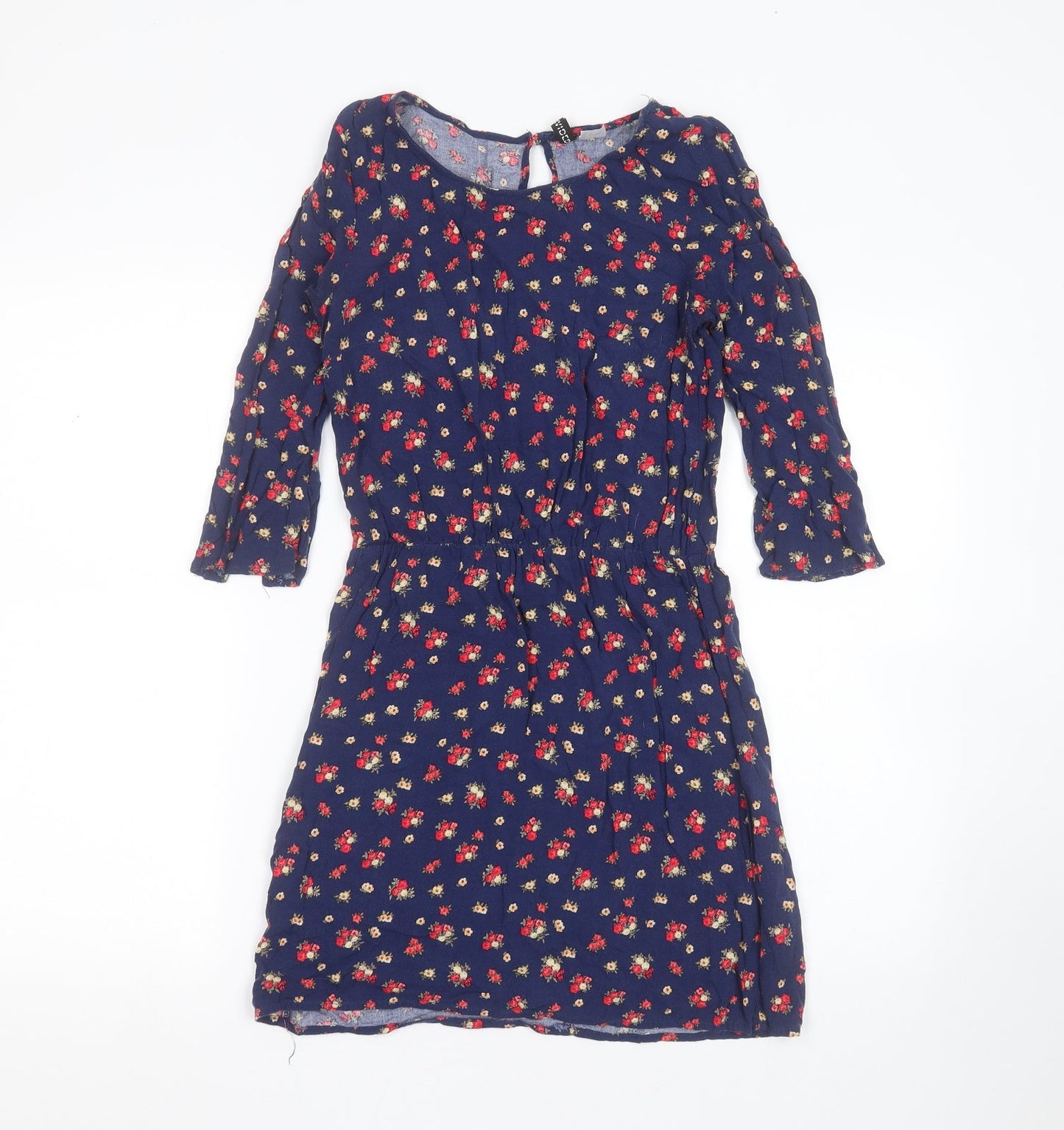 Divided by H&M Womens Blue Floral Viscose Fit & Flare  Size 6  Round Neck