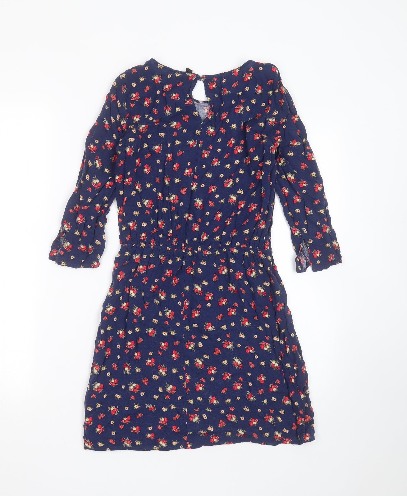 Divided by H&M Womens Blue Floral Viscose Fit & Flare  Size 6  Round Neck