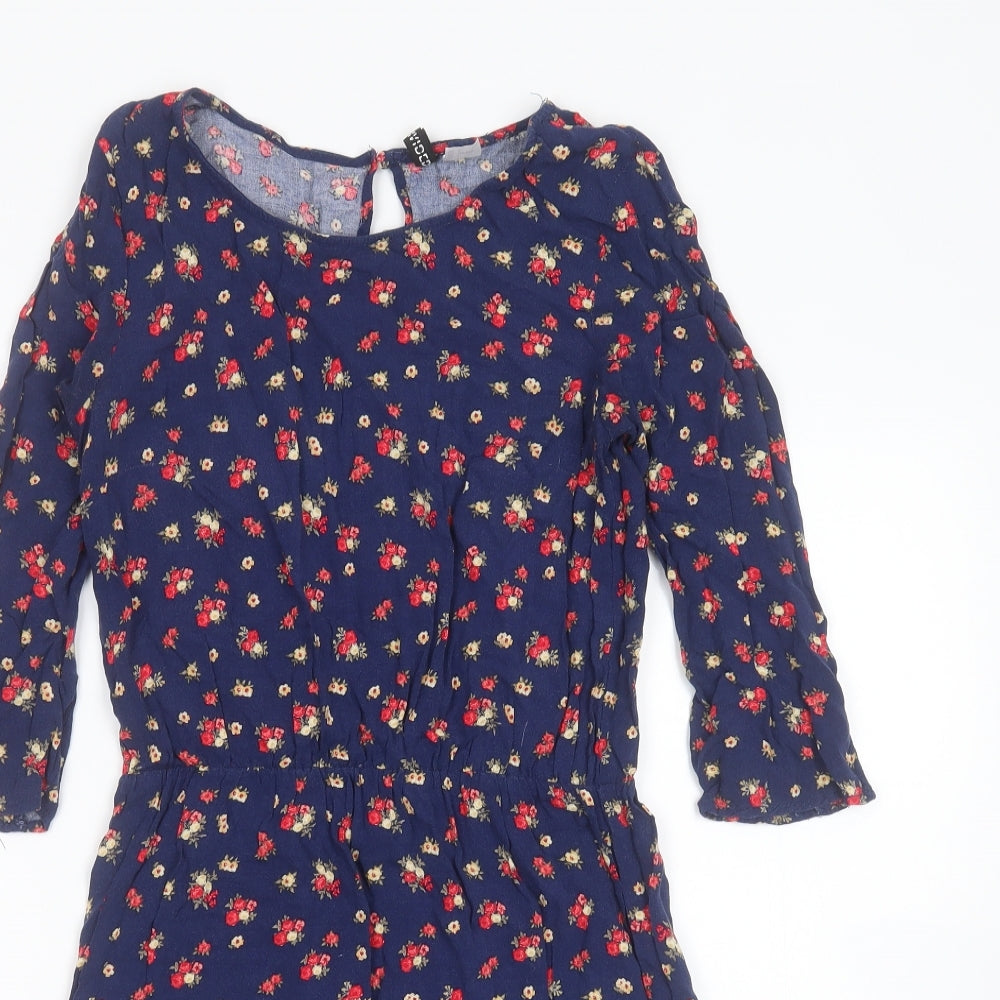 Divided by H&M Womens Blue Floral Viscose Fit & Flare  Size 6  Round Neck