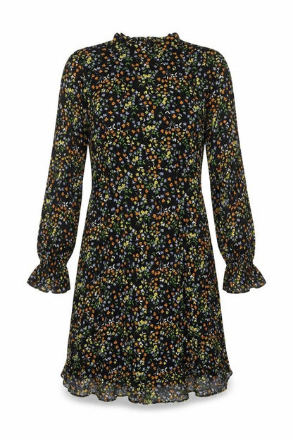 Papaya Womens Black Floral Viscose Shift  Size 8  Round Neck