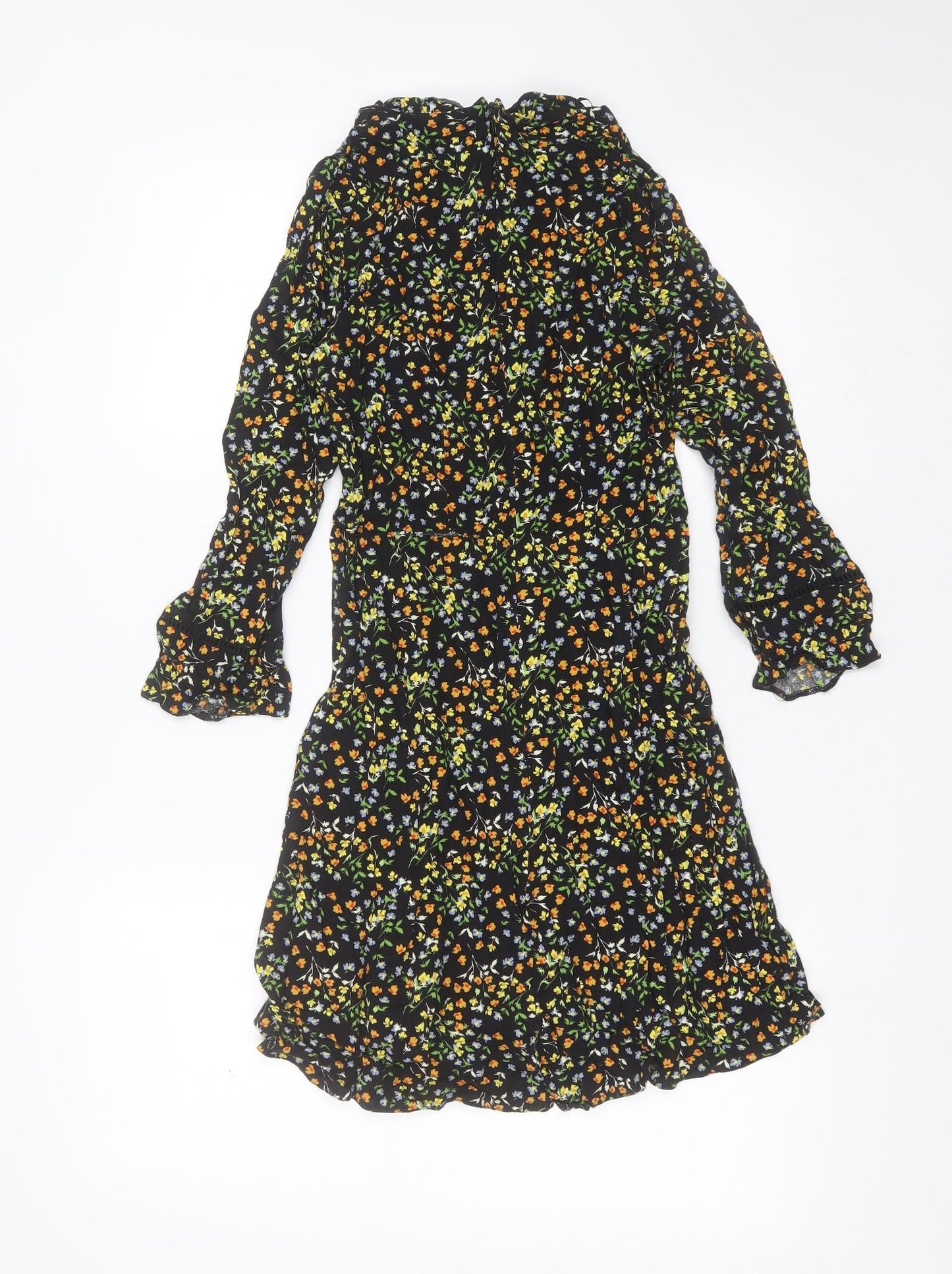 Papaya Womens Black Floral Viscose Shift  Size 8  Round Neck