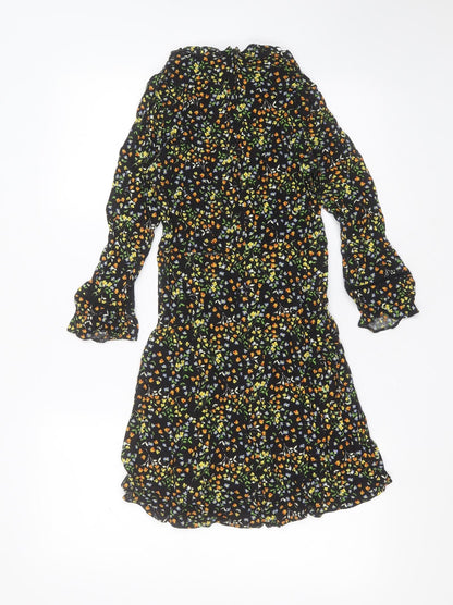 Papaya Womens Black Floral Viscose Shift  Size 8  Round Neck