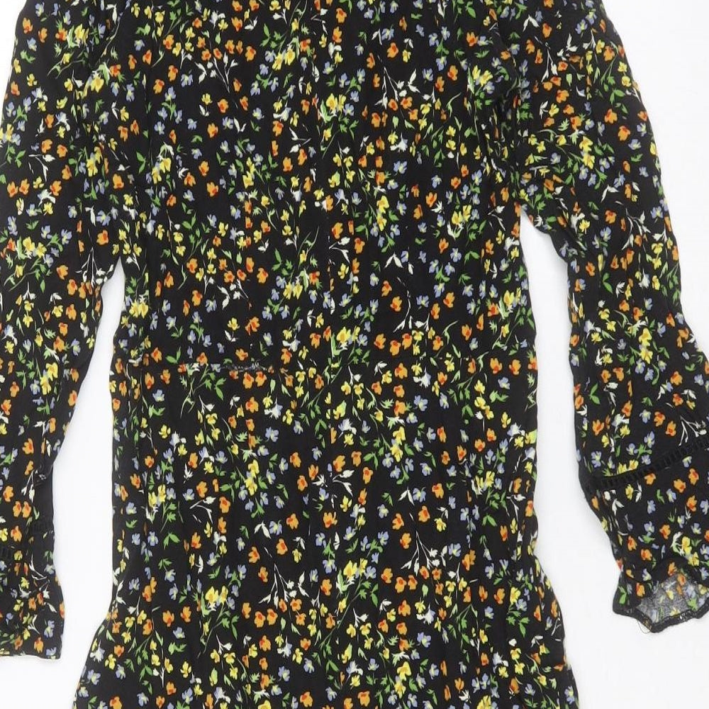 Papaya Womens Black Floral Viscose Shift  Size 8  Round Neck