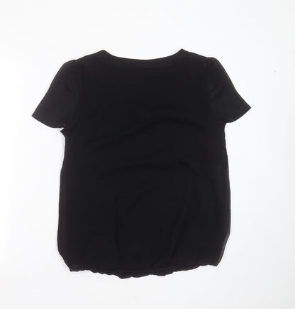 Papaya Womens Black  Polyester Blend Basic Blouse Size 12 Round Neck