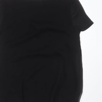 Papaya Womens Black  Polyester Blend Basic Blouse Size 12 Round Neck