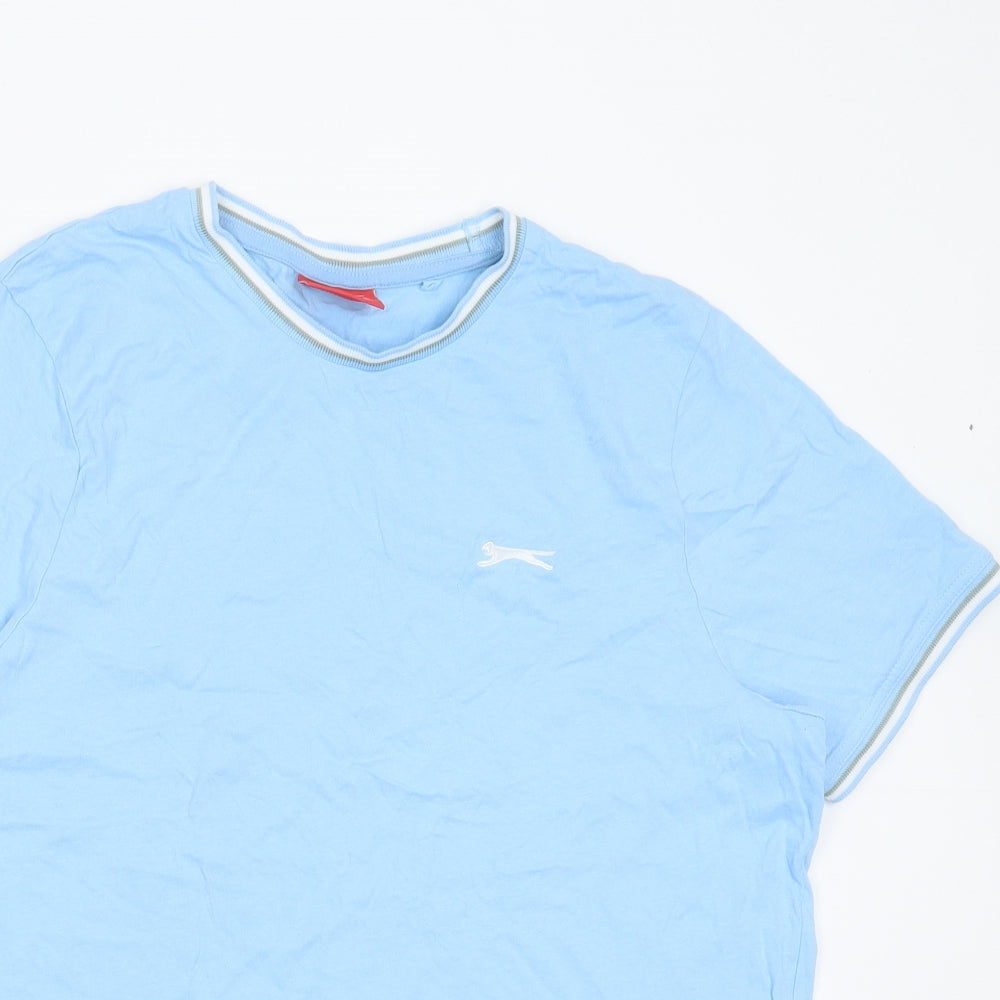 Slazenger Mens Blue  Cotton  T-Shirt Size S Round Neck