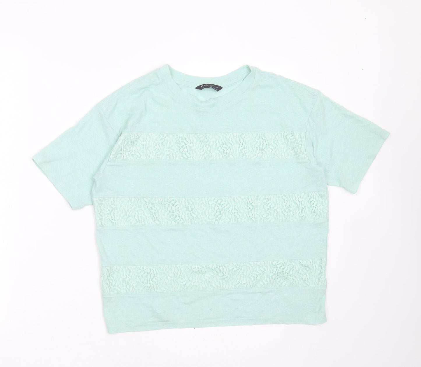 Womens UK Size 10 Marks and Spencer Green Basic T-Shirt
