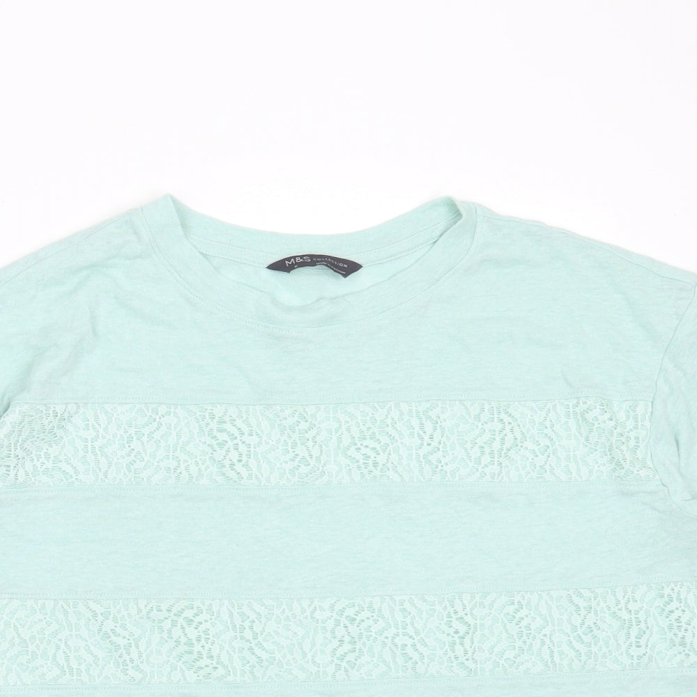 Womens UK Size 10 Marks and Spencer Green Basic T-Shirt