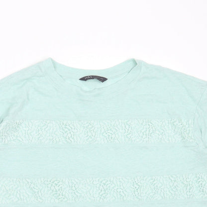 Womens UK Size 10 Marks and Spencer Green Basic T-Shirt