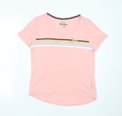 Debenhams Womens Pink Striped Cotton Top Pyjama Top Size 12   - Dreams Can Come True
