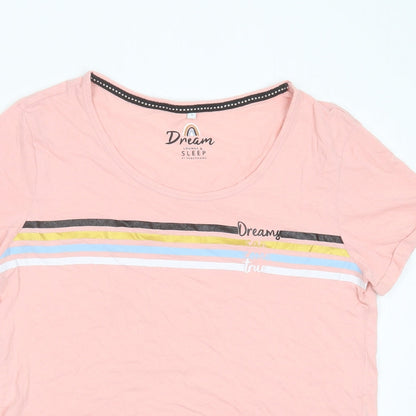 Debenhams Womens Pink Striped Cotton Top Pyjama Top Size 12   - Dreams Can Come True