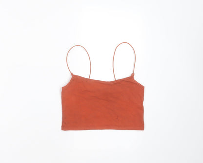 Primark Womens Brown  Cotton Cropped T-Shirt Size XS Round Neck