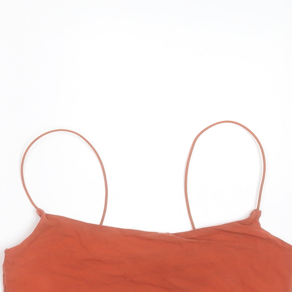 Primark Womens Brown  Cotton Cropped T-Shirt Size XS Round Neck