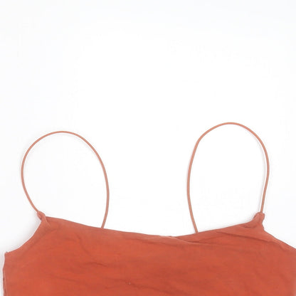 Primark Womens Brown  Cotton Cropped T-Shirt Size XS Round Neck