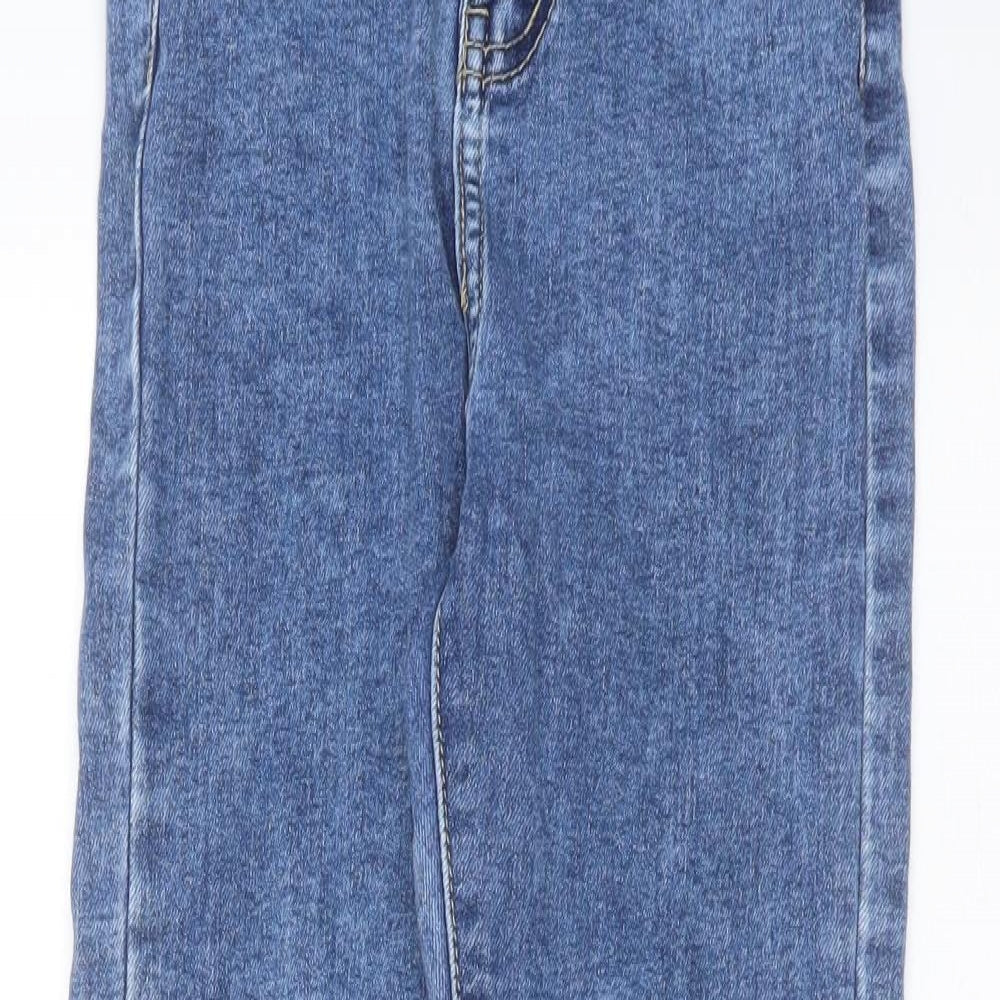 PRETTYLITTLETHING Womens Blue  Cotton Skinny Jeans Size 6 L29 in Extra-Slim Zip