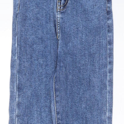 PRETTYLITTLETHING Womens Blue  Cotton Skinny Jeans Size 6 L29 in Extra-Slim Zip