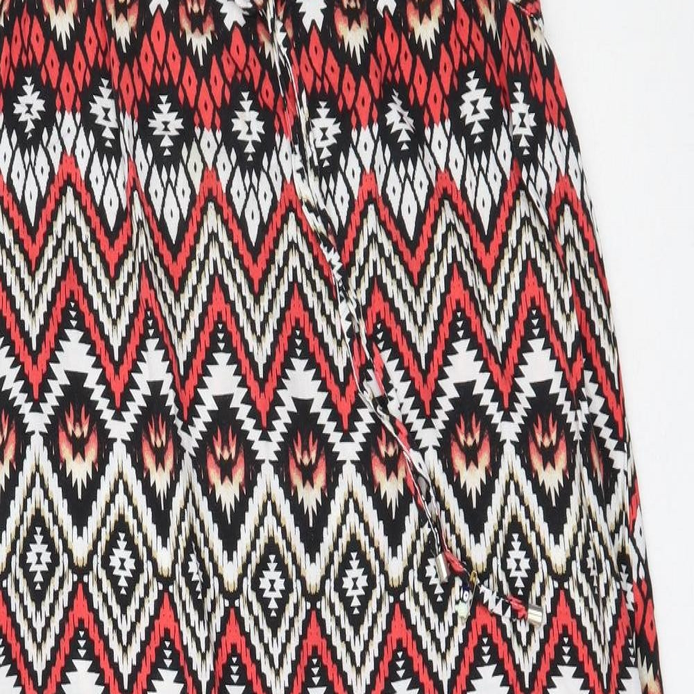 LC Waikiki Womens Red Geometric Viscose Maxi  Size 38  Round Neck