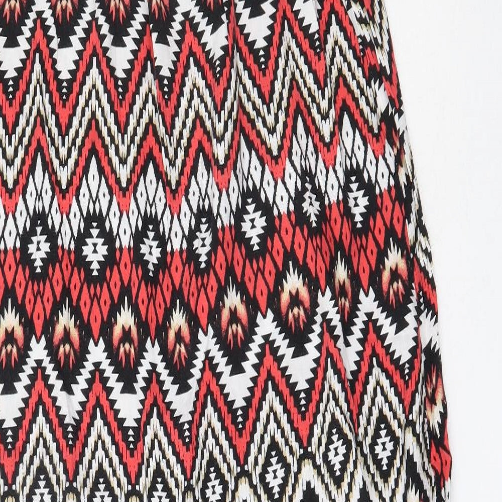 LC Waikiki Womens Red Geometric Viscose Maxi  Size 38  Round Neck