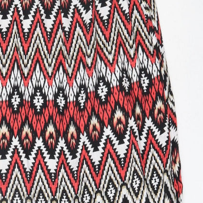 LC Waikiki Womens Red Geometric Viscose Maxi  Size 38  Round Neck