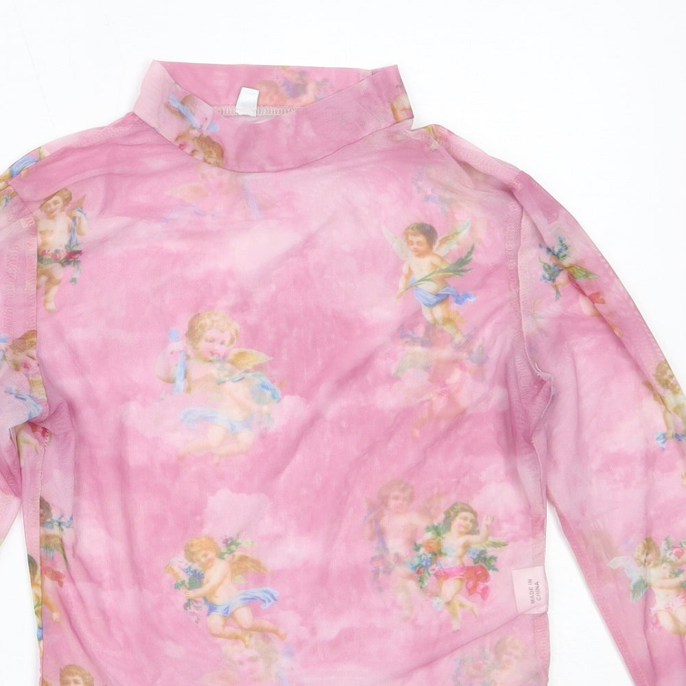 Womens UK Size M Preworn Pink Basic Blouse