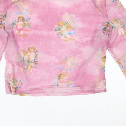 Womens UK Size M Preworn Pink Basic Blouse