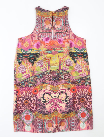 Preworn Womens Pink Geometric Polyester Shift  Size M  Round Neck