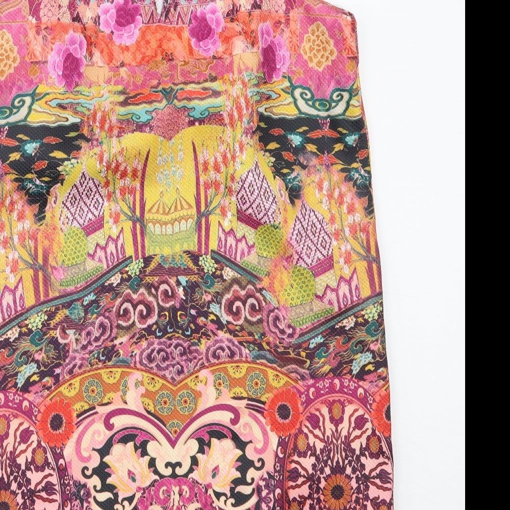 Preworn Womens Pink Geometric Polyester Shift  Size M  Round Neck