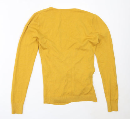 B.L Fashion Womens Yellow V-Neck  Modal Pullover Jumper Size S
