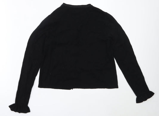 Papaya Womens Black Round Neck  Viscose Cardigan Jumper Size S
