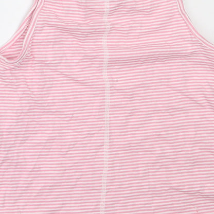 Matalan Girls Pink Striped Cotton Basic Tank Size 8 Years Round Neck