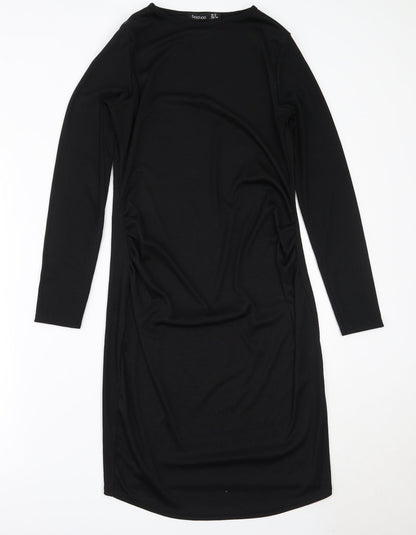 Boohoo Womens Black  Polyester Bodycon  Size 12  Round Neck