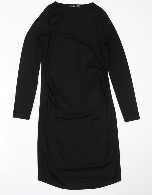 Boohoo Womens Black  Polyester Bodycon  Size 12  Round Neck