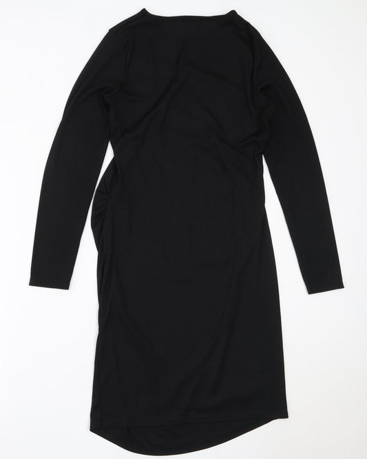 Boohoo Womens Black  Polyester Bodycon  Size 12  Round Neck