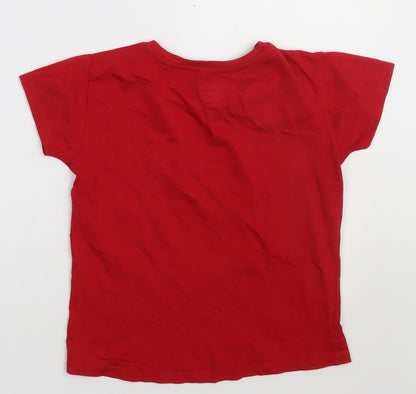 Preworn Boys Red  Coir Basic T-Shirt Size 7 Years Crew Neck Pullover - my dad my hero