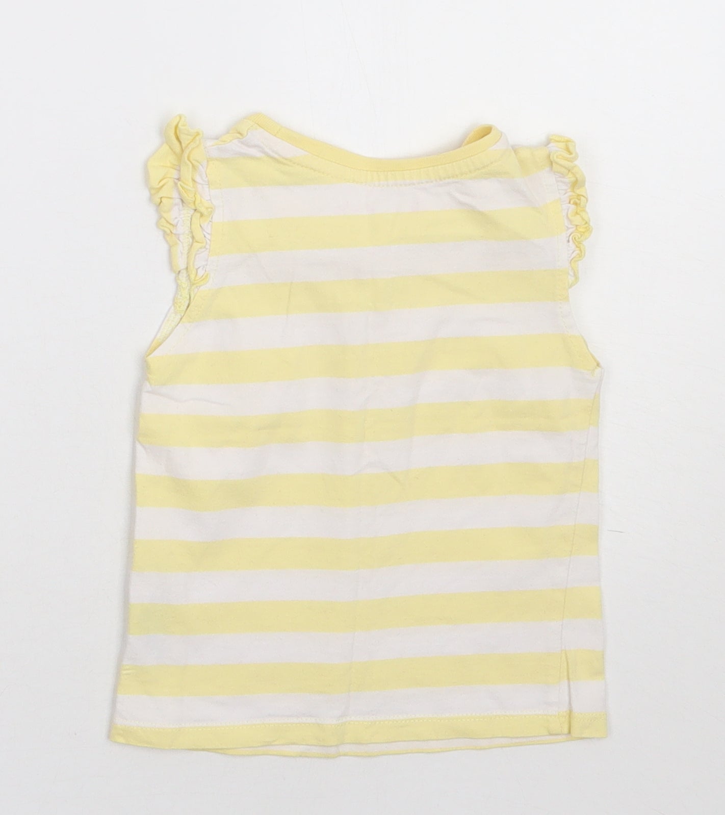 Nutmeg Girls Yellow Striped Cotton Basic T-Shirt Size 2-3 Years Crew Neck Pullover