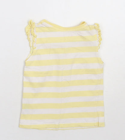 Nutmeg Girls Yellow Striped Cotton Basic T-Shirt Size 2-3 Years Crew Neck Pullover