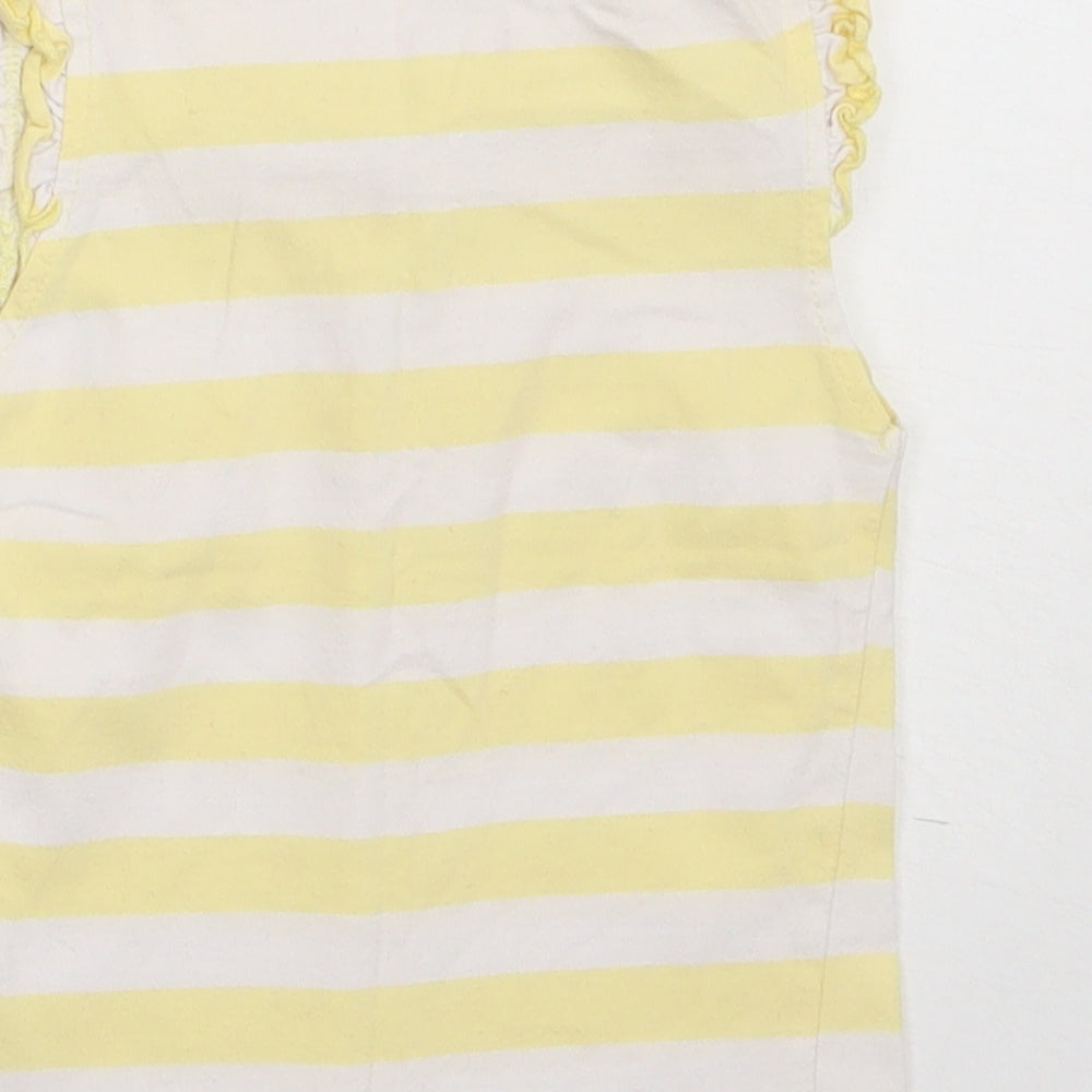 Nutmeg Girls Yellow Striped Cotton Basic T-Shirt Size 2-3 Years Crew Neck Pullover