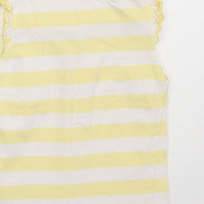 Nutmeg Girls Yellow Striped Cotton Basic T-Shirt Size 2-3 Years Crew Neck Pullover