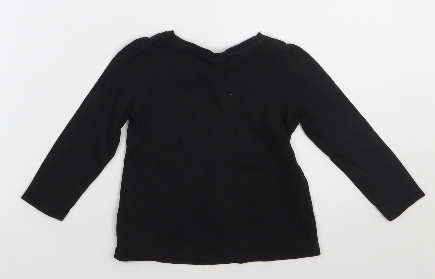 so cute Girls Black  Cotton Basic T-Shirt Size 12-18 Months Crew Neck Pullover - Meet me in Paris