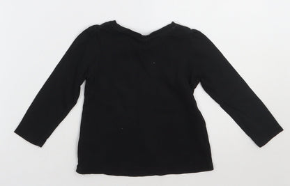 so cute Girls Black  Cotton Basic T-Shirt Size 12-18 Months Crew Neck Pullover - Meet me in Paris