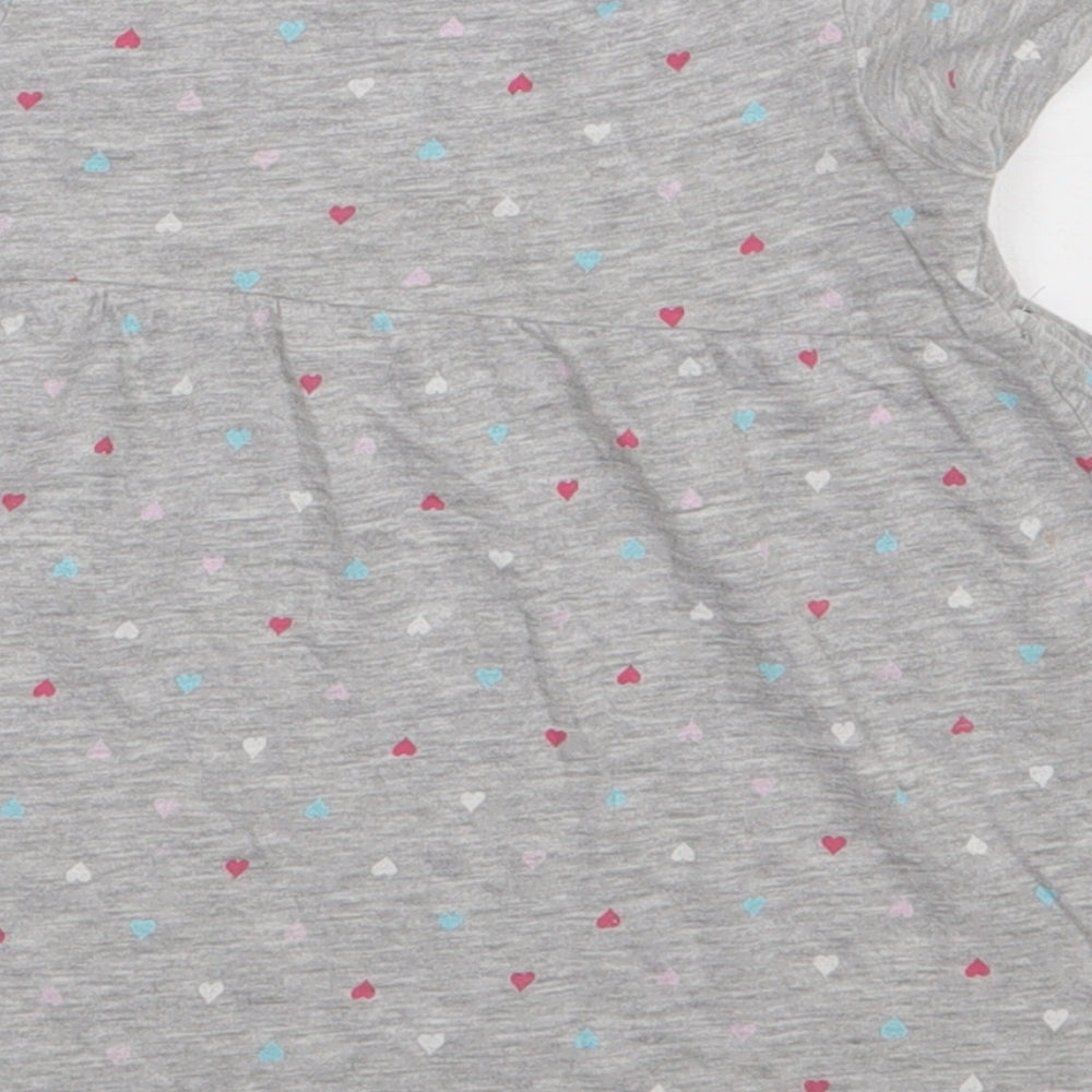 H&M Girls Grey Polka Dot Cotton A-Line  Size 2 Years  Crew Neck Pullover - heart print