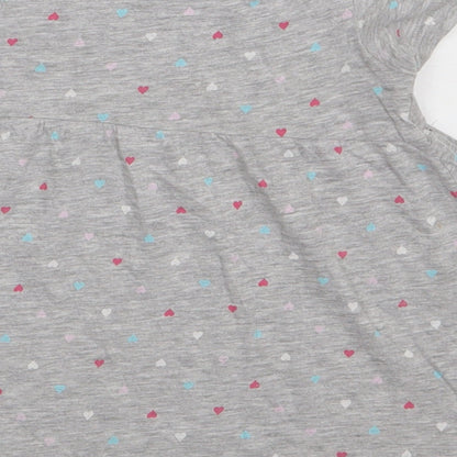 H&M Girls Grey Polka Dot Cotton A-Line  Size 2 Years  Crew Neck Pullover - heart print