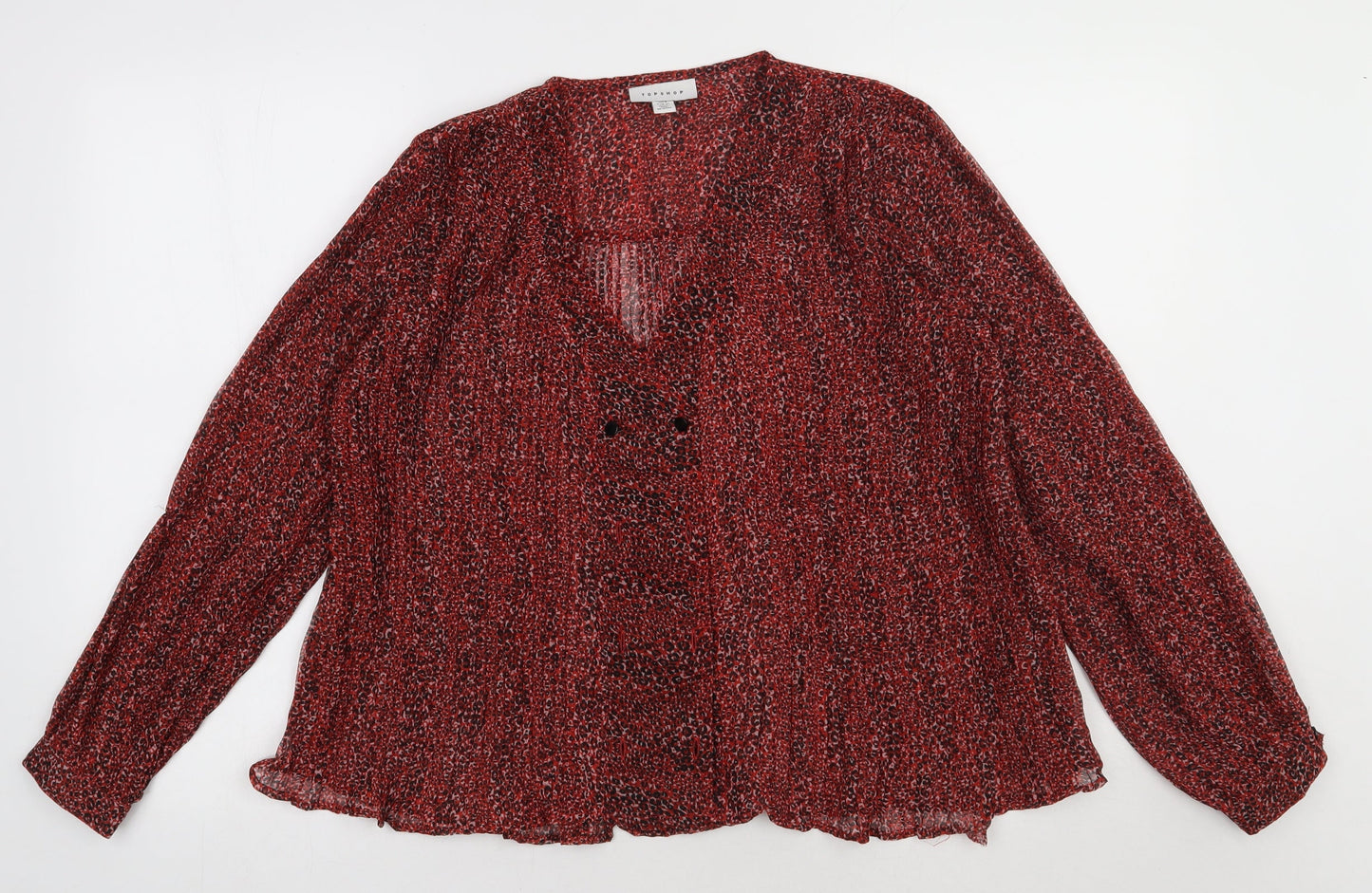 Womens UK Size 8 Topshop Red Basic Blouse