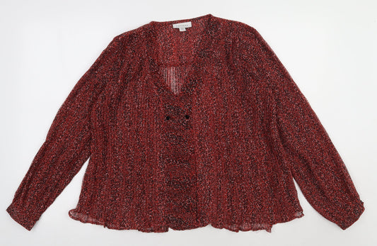 Womens UK Size 8 Topshop Red Basic Blouse