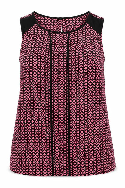 NEXT Womens Pink Geometric Polyester Basic Tank Size 14 Crew Neck